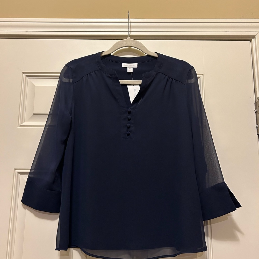NWT Charter Club Petite “Classic Clean” Blouse in Intrepid Blue